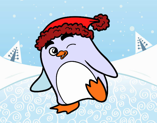 Pingüino con gorro de Navidad