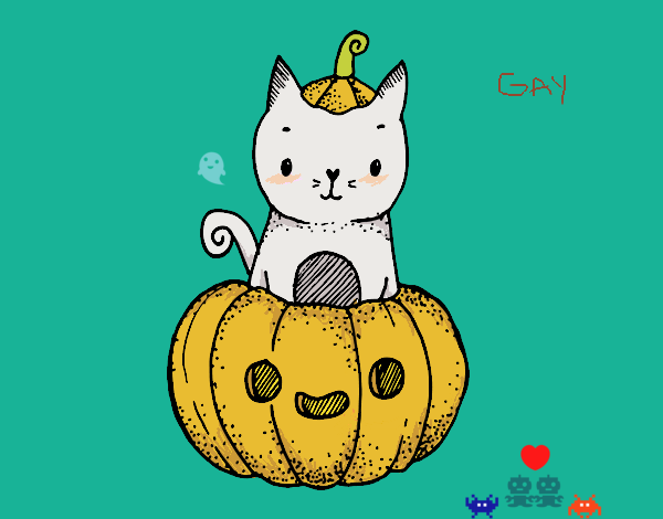 Un gatito de Halloween