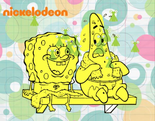 Bob Esponja y Patricio en bañador