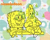 Bob Esponja y Patricio en bañador