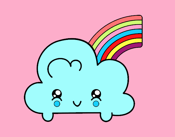 Nube con arco iris kawaii