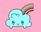 Nube con arco iris kawaii