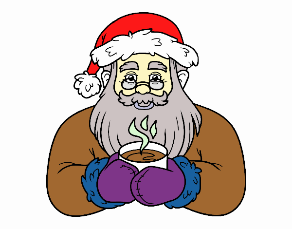 Papá Noel con taza de café