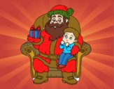 Papá Noel y niño en Navidad