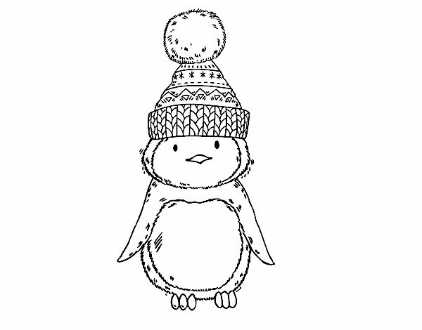 Pingüino con gorro de invierno