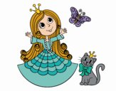 Princesa con gato y mariposa