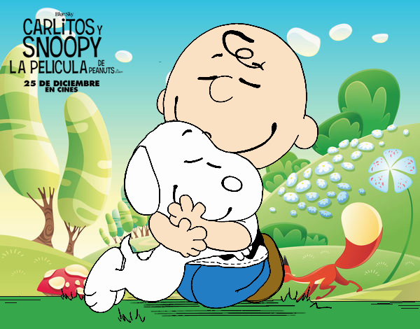 Snoopy y Carlitos abrazados