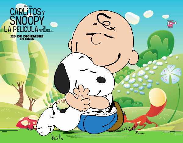 Snoopy y Carlitos abrazados