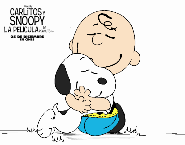 Snoopy y Carlitos abrazados