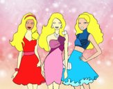 Barbie y sus amigas vestidas de fiesta