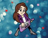 Chica tocando el keytar