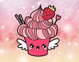 Cupcake kawaii con fresa