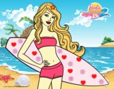 Barbie con tabla de surf