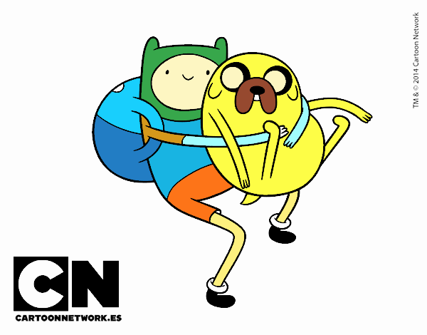 Finn y Jake abrazados