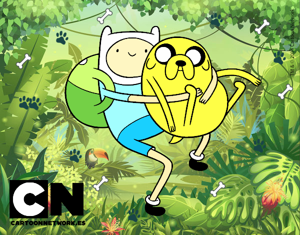 Finn y Jake abrazados