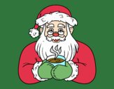 Papá Noel con taza de café