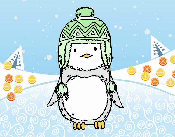 Bebé pingüino con gorrito