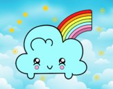 Nube con arco iris kawaii