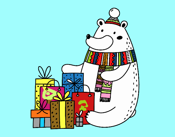 Oso con regalos de Navidad