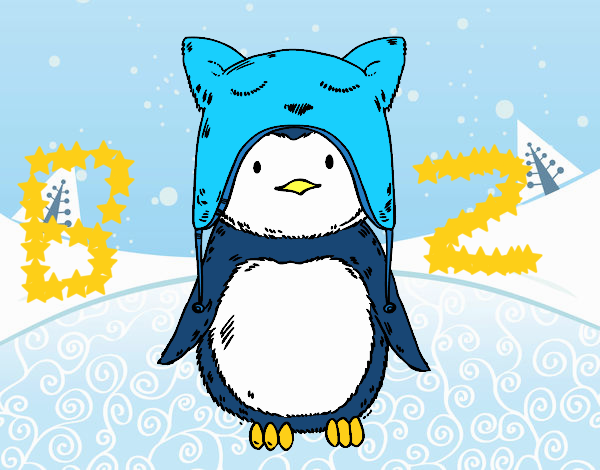 Pingüino con gorrito divertido