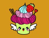 Cupcake kawaii con fresa