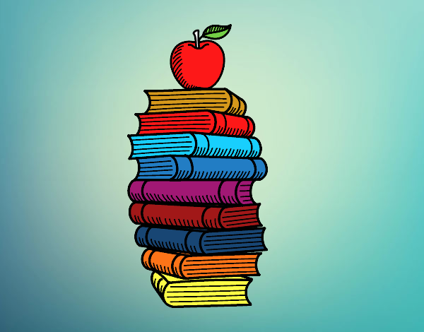 Libros y manzana