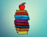 Libros y manzana