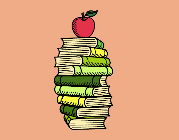 Libros y manzana