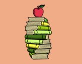 Libros y manzana