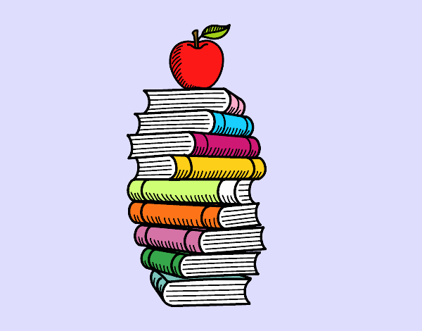 Libros y manzana