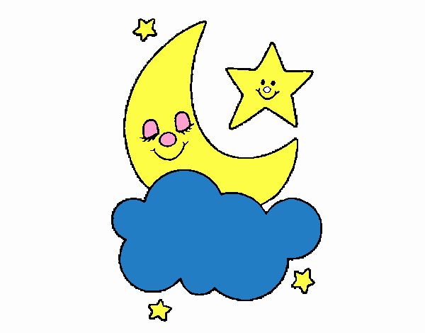 Dibujo de Luna y estrellas pintado por en  el día 15-01-22 a las  19:27:45. Imprime, pinta o colorea tus propios dibujos!