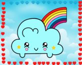 Nube con arco iris kawaii