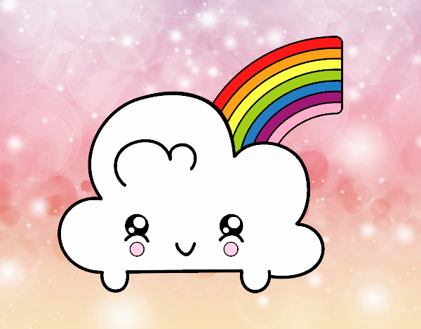 Nube con arco iris kawaii