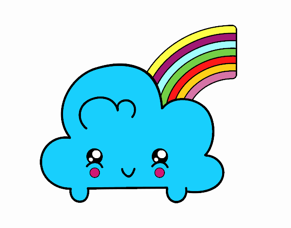 Nube con arco iris kawaii