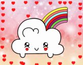 Nube con arco iris kawaii