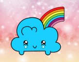 Nube con arco iris kawaii