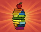 Libros y manzana