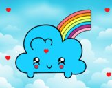 Nube con arco iris kawaii