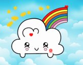 Nube con arco iris kawaii