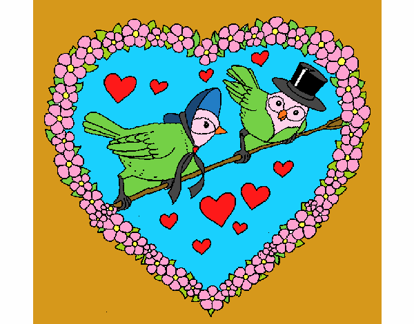 Corazón con pájaros