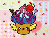 Cupcake kawaii con fresa