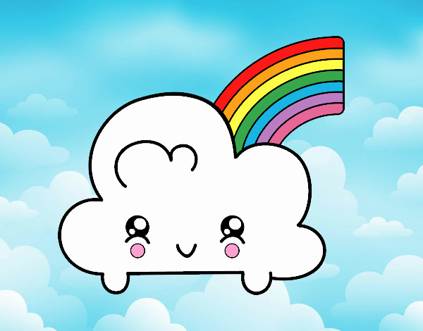 Nube con arco iris kawaii