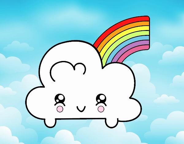 Nube con arco iris kawaii