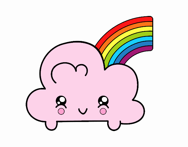 Nube con arco iris kawaii