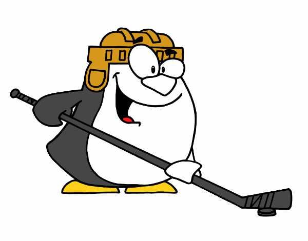 Pingüino jugando a hockey
