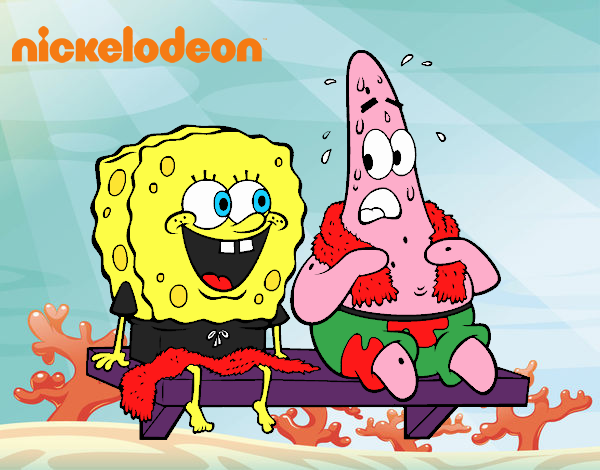 Bob Esponja y Patricio en bañador