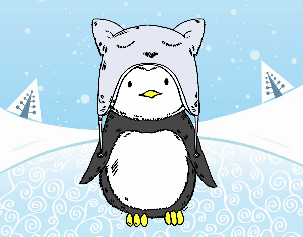 Pingüino con gorrito divertido