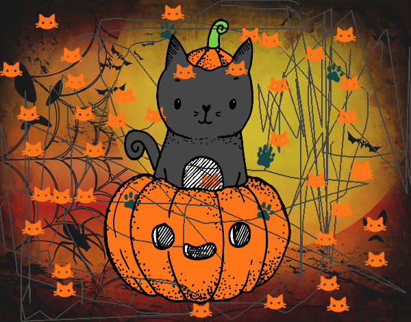 Un gatito de Halloween