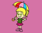 Una niña con paraguas