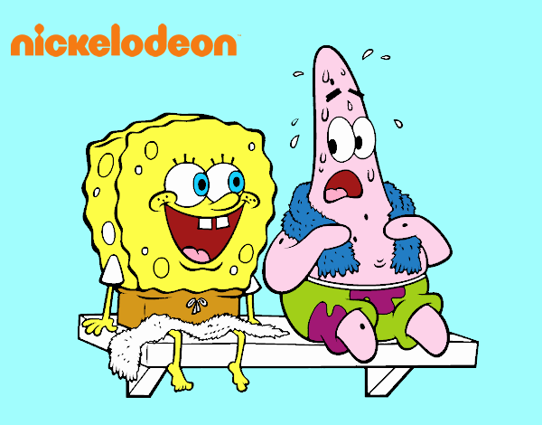 Bob Esponja y Patricio en bañador